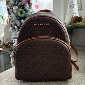 Michael Kors Dark Brown Logo Backpack